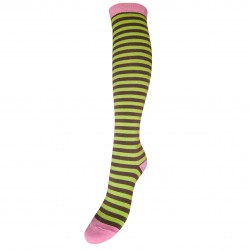 Striped knee high socks Green pink