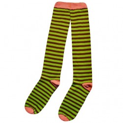 Dryžuotos kojinės iki kelių Žalia rožinė