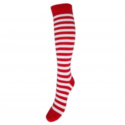 Striped knee high socks Red white