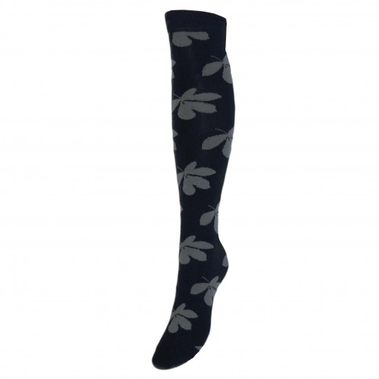 Black knee high socks Leaves