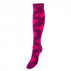 Pink knee high socks Leaves