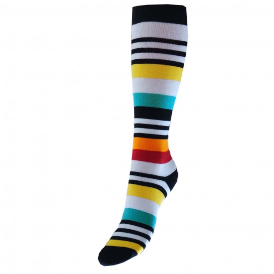 Multicolored knee high socks Black yellow turquoise