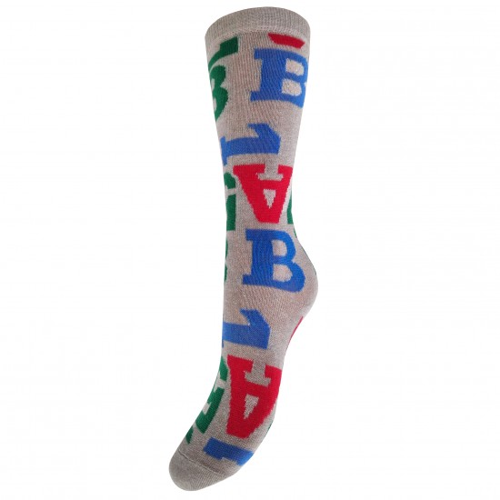Multicolored knee high socks Letters and numbers