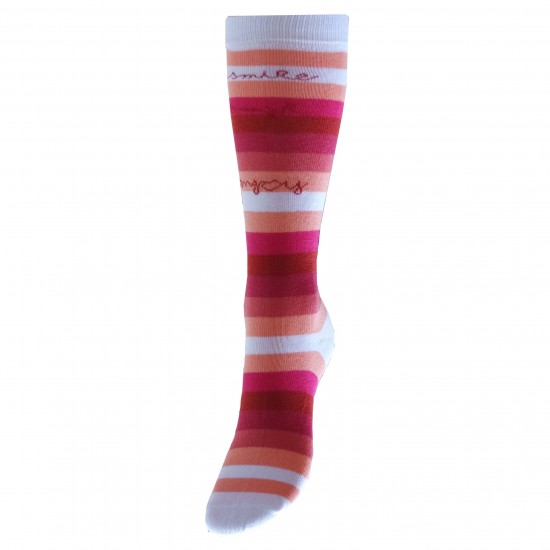 Multicolored knee high socks Stripes with inscription