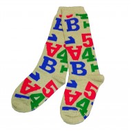 Multicolored knee high socks Letters and numbers