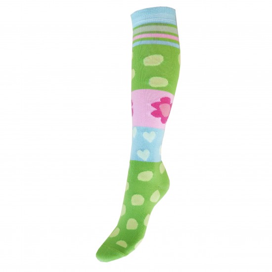 Green knee high socks Flowers with bubbles