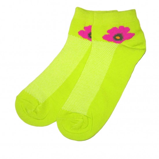 Sneaker socks for sport and leisure green Flower
