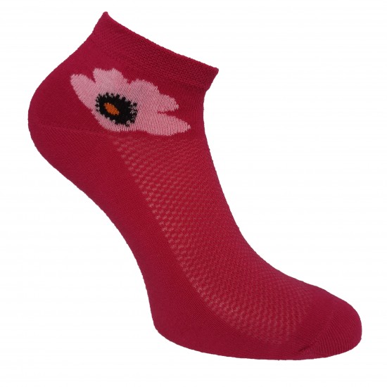 Sneaker socks for sport and leisure dark pink Flower