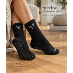 98% merino vilnos pliušinės namų kojinės gumuotais padais