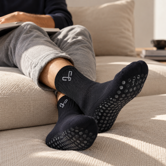 98% Merino Wool Terry House Socks with Grip Soles