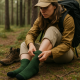 Technical active leisure socks with Coolmax fiber and Merino wool Dark green