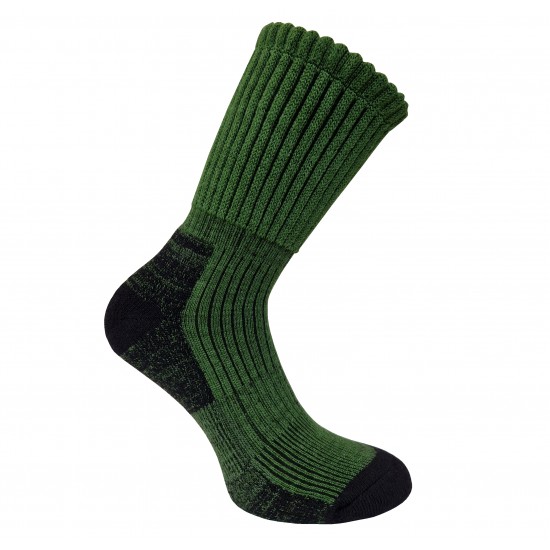 Technical active leisure socks with Coolmax fiber and Merino wool Dark green
