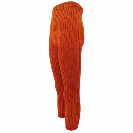 Merino wool and bamboo thick leggings for kids Leather brown