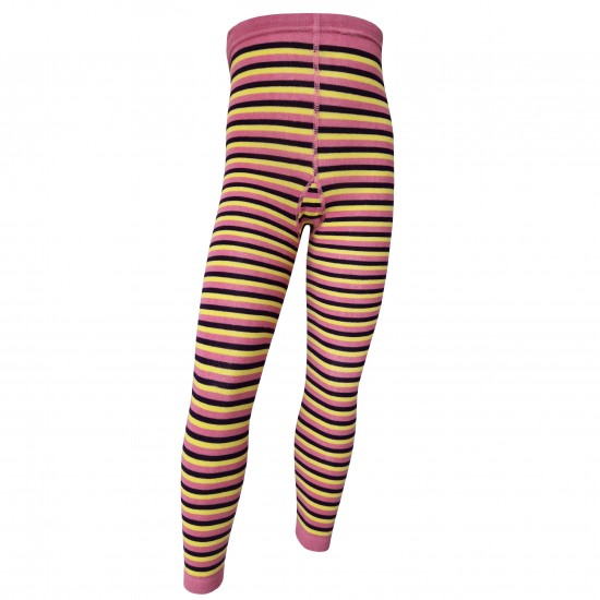 Striped thin leggings for kids Pink yellow