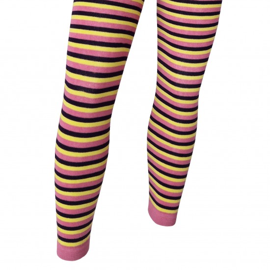 Striped thin leggings for kids Pink yellow