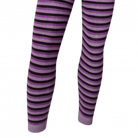 Striped thin leggings for kids Purple black