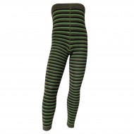 Striped thin leggings for kids Green black