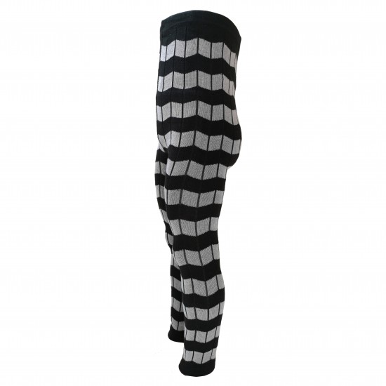 Striped thin leggings for kids Black grey