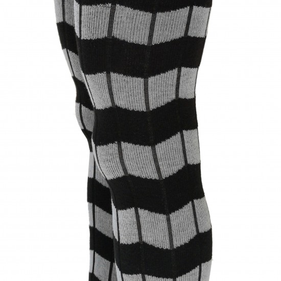 Striped thin leggings for kids Black grey