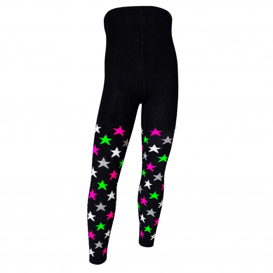 Black thin leggings for kids Stars