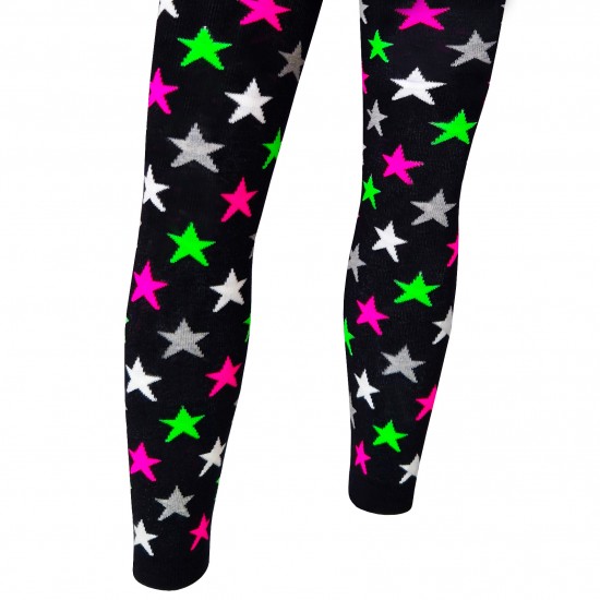 Black thin leggings for kids Stars
