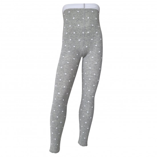 Grey thin leggings for kids White dots