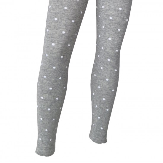 Grey thin leggings for kids White dots
