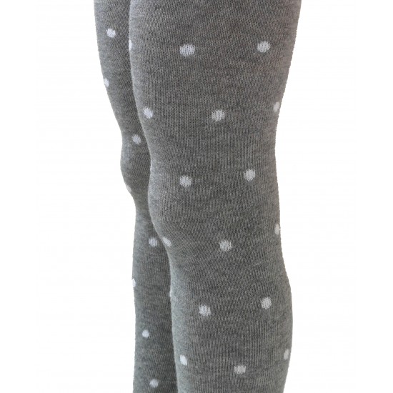 Grey thin leggings for kids White dots