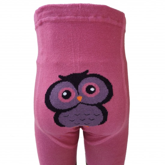 Pink thin leggings for kids Owl