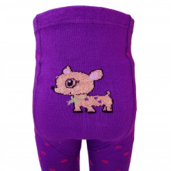 Purple thin leggings for kids Deer