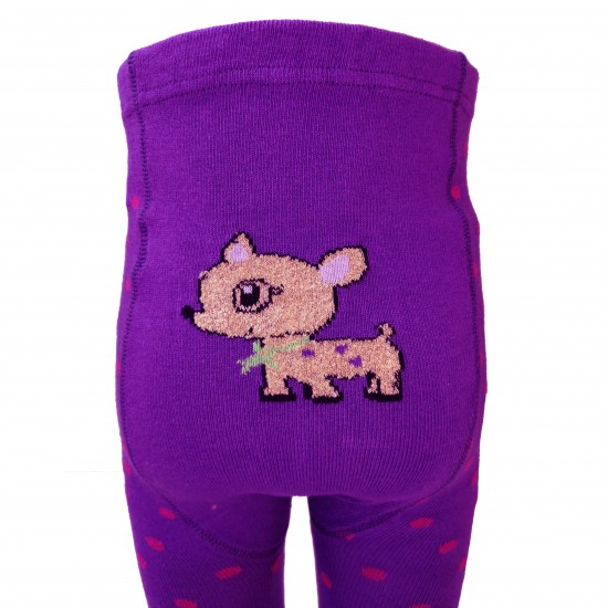 Purple thin leggings for kids Deer