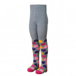 Light grey tights for kids Colorful hearts