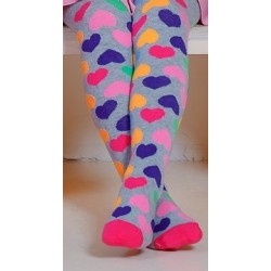 Light grey tights for kids Colorful hearts