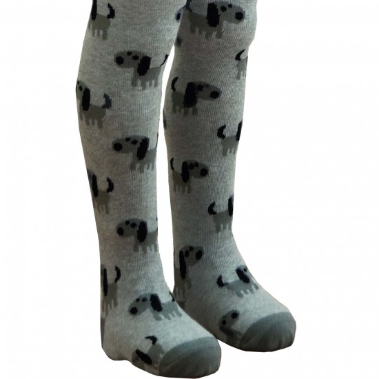 Non-slip Light grey tights for kids Dogs